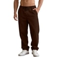 thumbnail image 4 of CCRFTGI Pants for Men Casaul Workout Hiking Pants Athletic Elastic Waist Drawstring Joggers for Men Lightweight Sweatpants with Pockets Coffee XXL, 4 of 6
