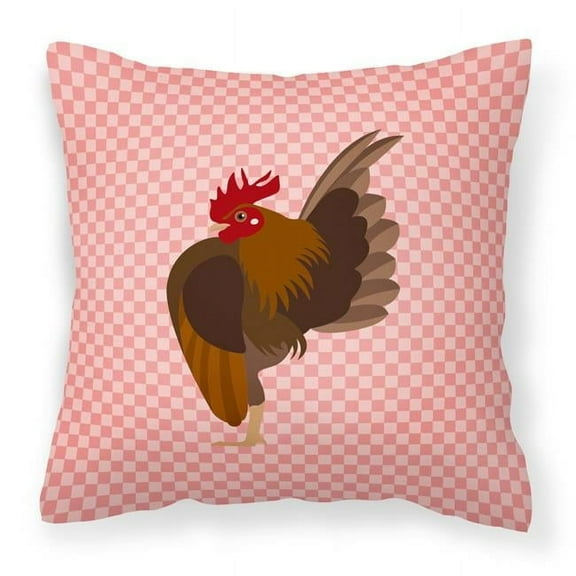 Carolines Treasures Malaysian Serama Chicken Pink Check Fabric Decorative Pillow 14Hx14W multicolor
