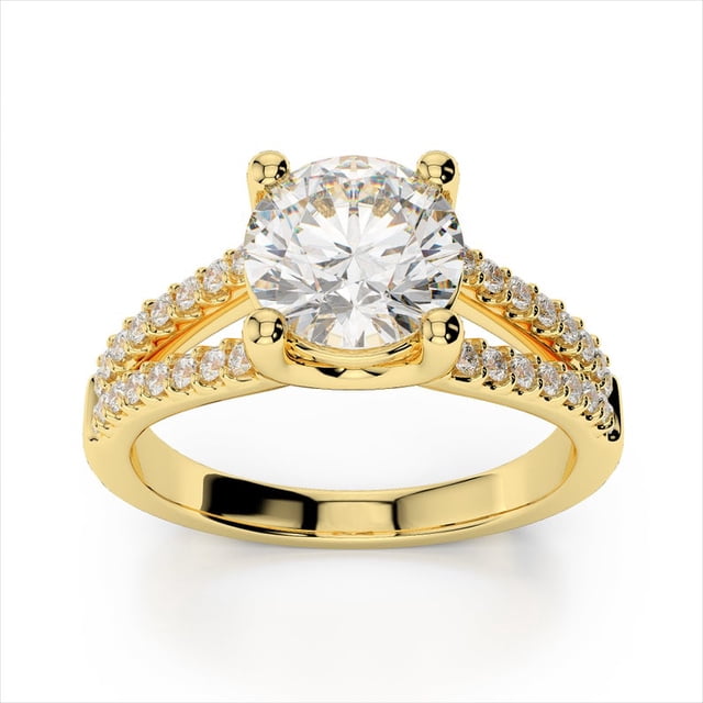 2.32 Ct Excellent Round Diamond Wedding Rings for Women Solid 14K Yellow Gold