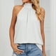 thumbnail image 3 of Camiseta Mujer Camiseta de mujer Halter Color sólido con cordones Lady Vest Top Streetwear (Blanco L) Ygjytge para Mujer Blanco T XXL, 3 of 8
