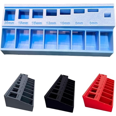 ABPETE M3 Screw Organizer M3 Bolt Sorter Bolt/Screw Length Sorter Tray with 7 Measuring Slots for Hardware and Small Parts Storage (Blue)