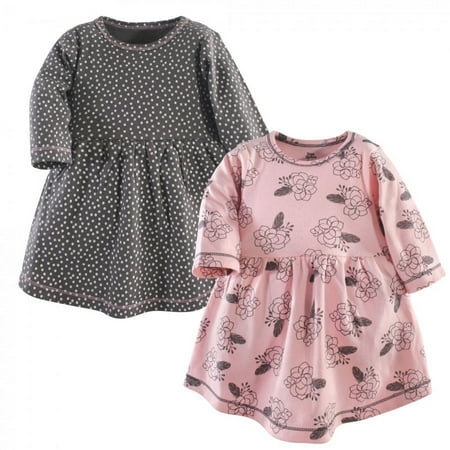 UPC: 0660168910292 | Yoga Sprout Baby and Toddler Girl Cotton Long-Sleeve Dresses 2pk  Feather Floral  0-3 Months