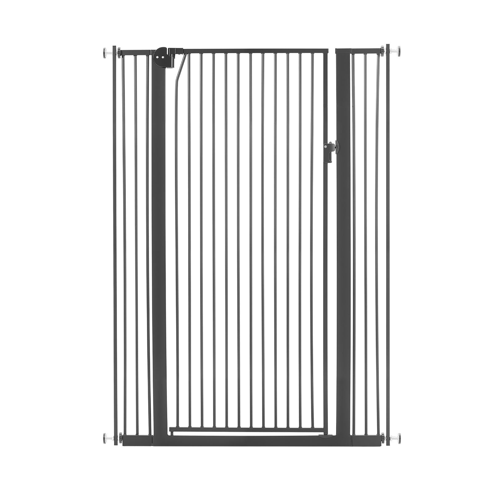 Extra Tall Pet Gate for Cats, 29-41 in Adjustable Width, 56 in High Dog Gate, with Pressure Mount Kit and Wall Mount Kit, 1.3 in Narrow Bar Spacing, for Stairs, Doorways, and House, Black