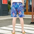 thumbnail image 6 of Summer children's beach pants, leaf print beach pants, four-side elastic surfing pants, casual shorts (blue), 6 of 6