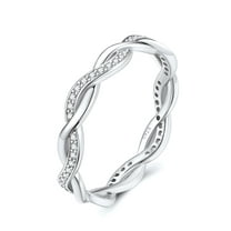 Silvora Vintage Twisted Wedding Bands for Women Stackable Rings Sterling Silver Cubic Zirconia Jewelry Gifts Size 4-12