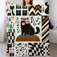 thumbnail image 3 of nygtbtfer Fuzzy Blanket Twin Size Listening to The Music Theme Fleece Blanket, Kids Boys Girls Animal Throw Blanket Geometric Grid Flannel Blanket White, 3 of 6