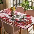 thumbnail image 3 of Red Valentine's Day Table Cloths for 3 Foot Rectangle Tables, Romantic Love Heart Roses Gnomes Plaid Patio Waterproof Elastic Fitted Tablecloths, Washable Rectangular Table Cover for Camping, 3 of 8