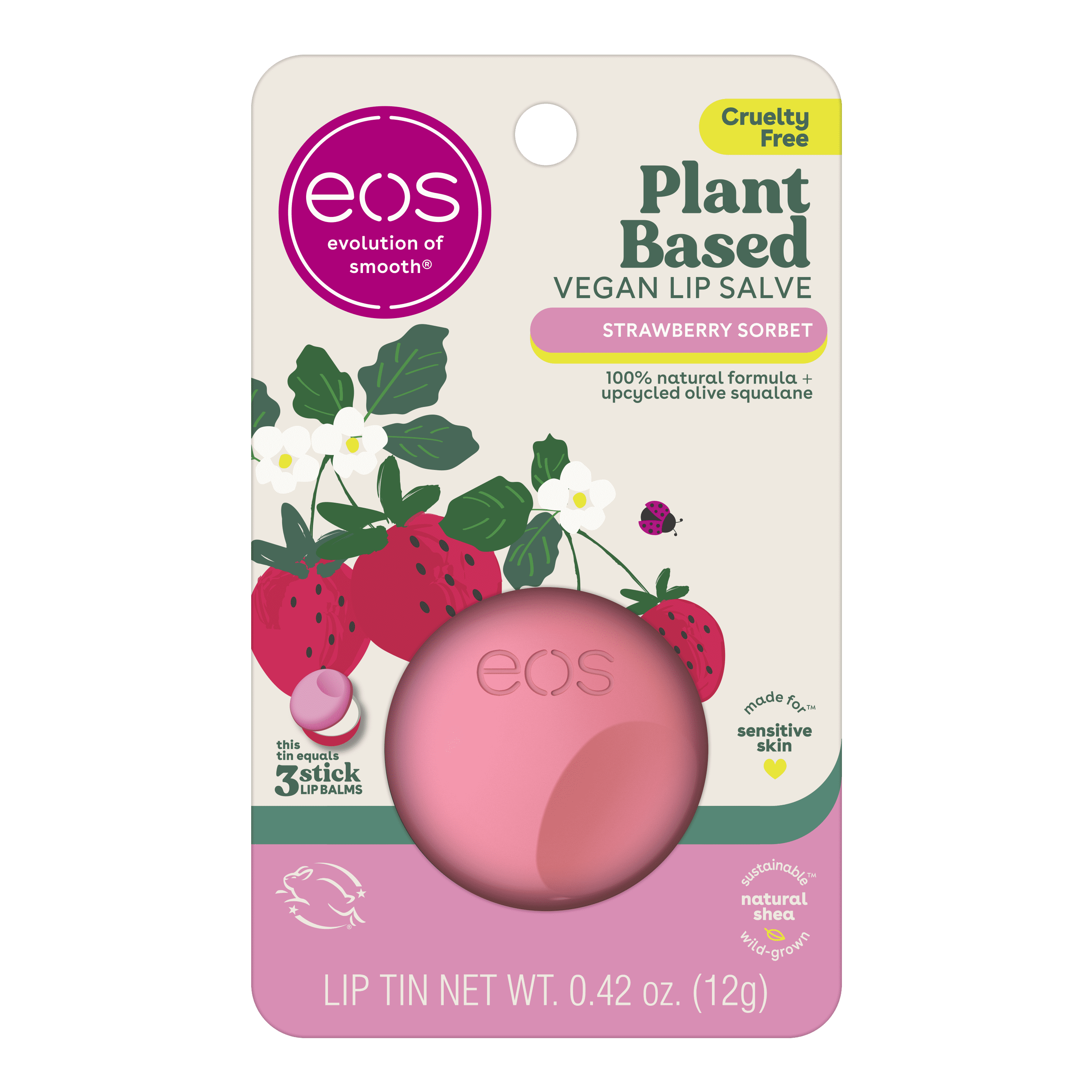 (3 pack) EOS Strawberry Sorbet Tin Paper Back Blister