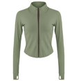 thumbnail image 5 of CILENON Jackets for Women Casual Women's Full Zipper Light Sportswear With Thumb Opening Walking Coat Cutting for Training and Yoga Coat (Green,XXL), 5 of 6