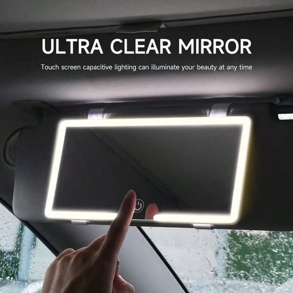 LED Car Vanity Mirror Suitable For Car Sun Visor Car Makeup Mirror Rechargeable Touch Screen Makeup Mirror With Adjustable Brightness