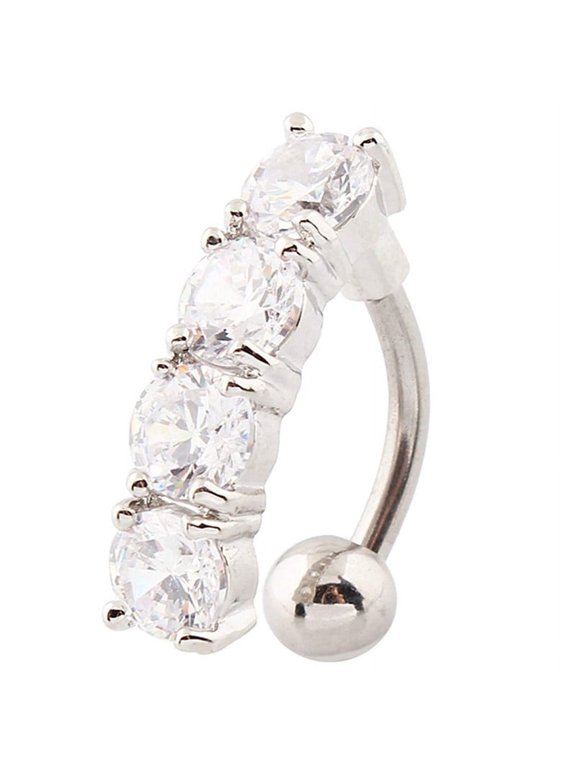 Upside Down Belly Ring Four Diamond 14G (1.6MM) #164 (Clear) (B/1/5)