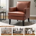 thumbnail image 4 of Modern Vegan Leather Accent Chair, Upholstered Sofa Chair with Arms & Wooden Legs for Home Living Room Brown, 4 of 8
