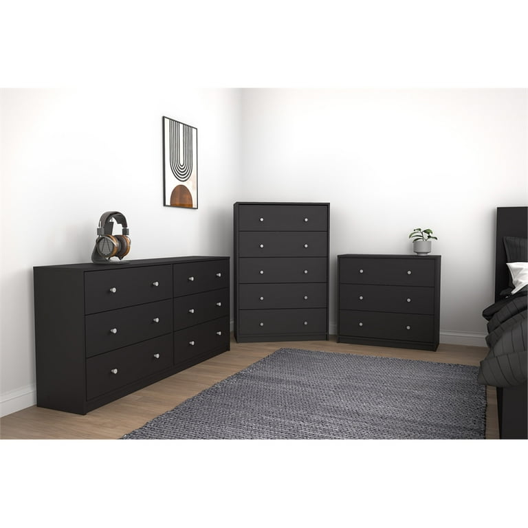 Home Square Engineered Wood 3pc Set of 2Chests 6Drawer Double