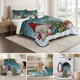 thumbnail image 6 of Quilts Queen Size Bedding Set, Teal Gnomes Christmas Lightweight Quilted Comforter, Xmas Tree Elk Snowflake Balls Soft Reversible Bedspread Coverlet with Pillow Covers for All Season, 90" x 96", 6 of 9