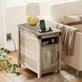 thumbnail image 3 of GALAXHERO Side Table with Charging Station Narrow End Table with Storage Night Stand with USB Ports and Outlets Small Wooden Cabinet for Living Room and Bedroom Greige, 3 of 7