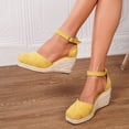 thumbnail image 2 of IWRICH Women's Squared Closed Toe Wedges Espadrilles Sandals Platform Ankle Strap Beach Sandals Yellow 9.5, 2 of 9