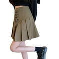 thumbnail image 4 of YM YOUMU Women Pleated Short Skirt Lace-up High Waist A-line Solid Color, 4 of 5
