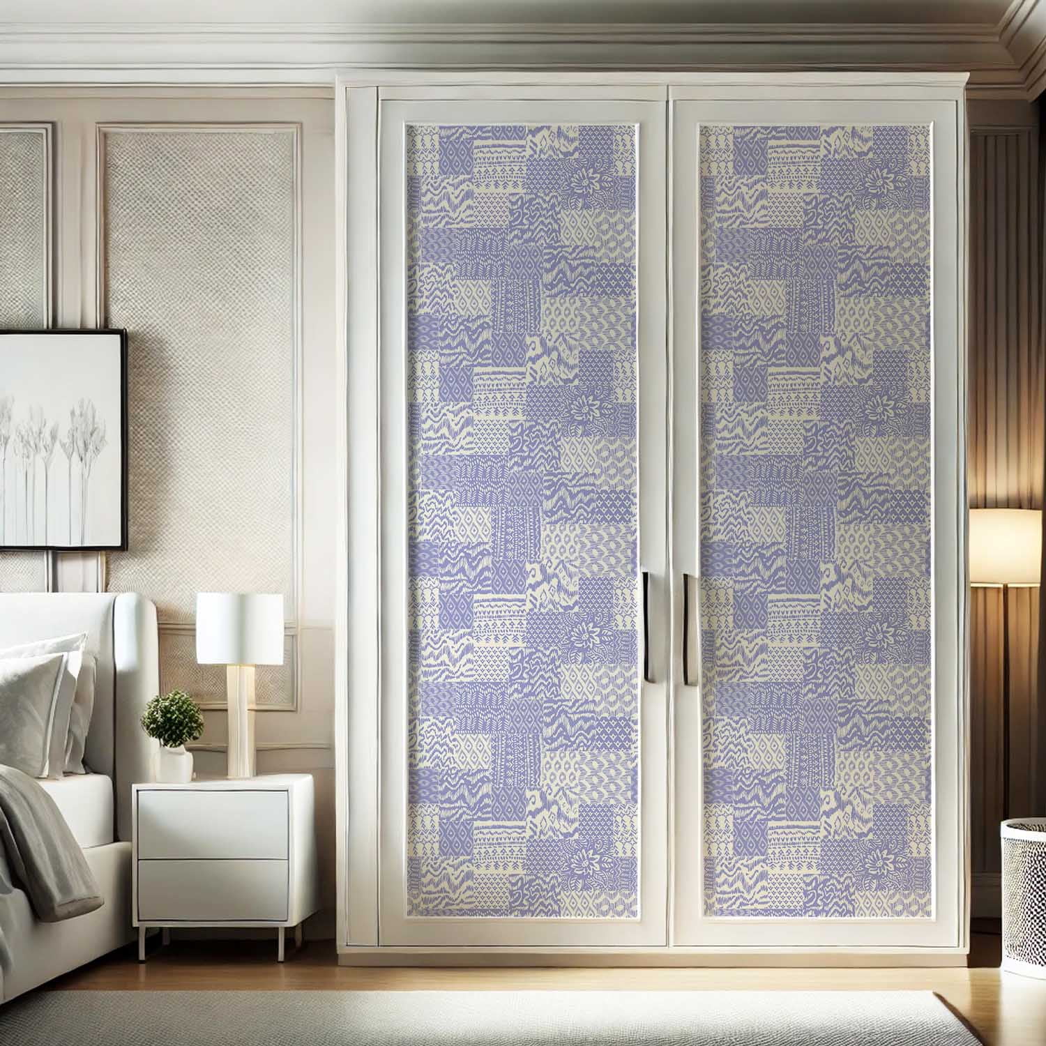 S4Sassy Patchwork Wallpaper - Purple Walls Covering, 25" x 120" Self-Adhesive Vinyl Wall Paper, Wallwrap, Easy DIY Walls Covering For Boho aesthetic wall decor, Living Room, Living Spaces