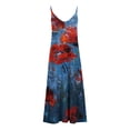 thumbnail image 4 of SMihono Robe Maxi Bohème d'Été pour Femmes Grande Taille Mode Femme Bretelles Taille Mi-Haute Col en V Sans Manches Rayée Imprimée Robe Longue de Plage, 4 of 5