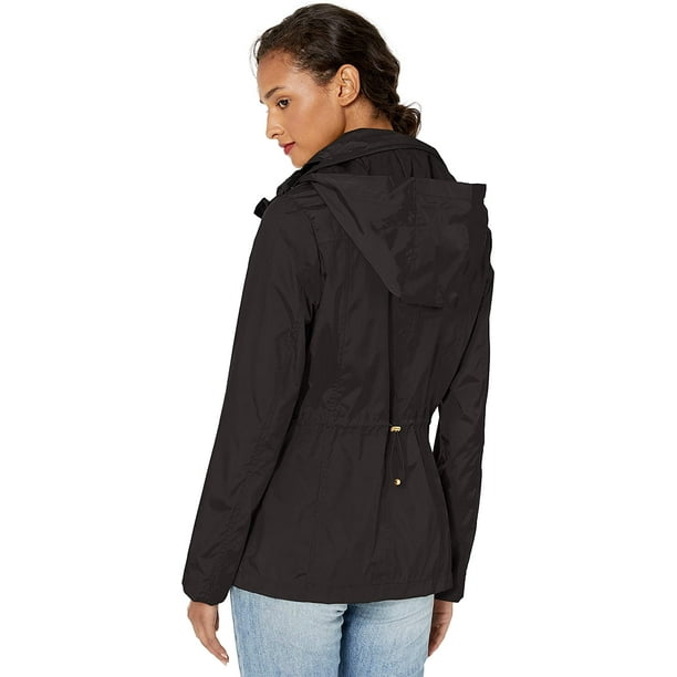 Cole haan 36 single breasted 2025 rain jacket with packable hood