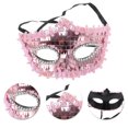 thumbnail image 3 of Unique Bargains 1 Pc Crystal Beaded Half Face Party Mask for Masquerade Party Pink, 3 of 3