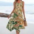 thumbnail image 6 of YDKZYMD Summer Casual Dresses for Women Floral Flowers Wedding Maxi Beach Boho Tank Dresses Hem Sundress Petite Sleeveless Midi Dress with Pockets Khaki XXL, 6 of 6