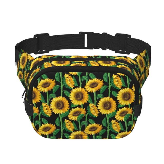 Fotbe Sunflower 1 Cangurera Cuadrada con Estampado de Doble Capa, Bolsa de Cintura Ajustable Mini para Hombres y Mujeres
