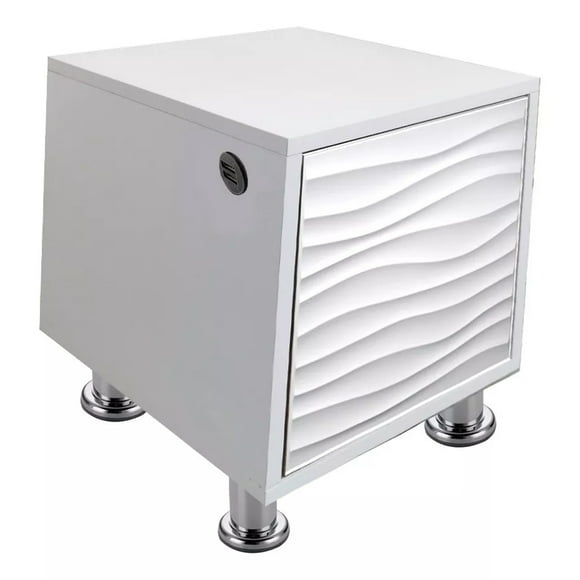 Buró Mesa Noche Plata Luz Led Ensamblado Minimalista