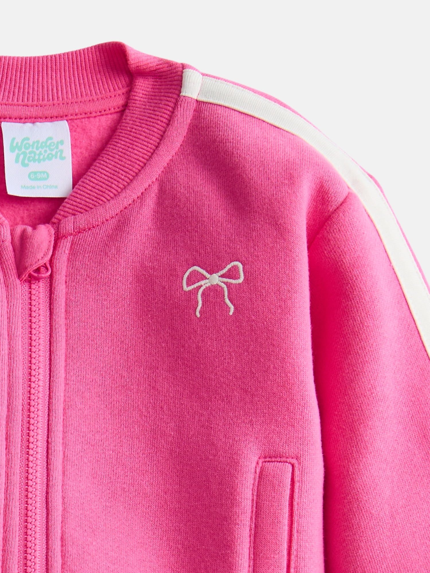 Wonder Nation Baby Girls Long Sleeve Full-Zip Tracksuit, 2 Piece, Sizes 0/3M-24M