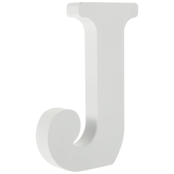 Soimiss White Wooden Letter J for Wedding Decor Unfinished Craft Wood Alphabet Sign