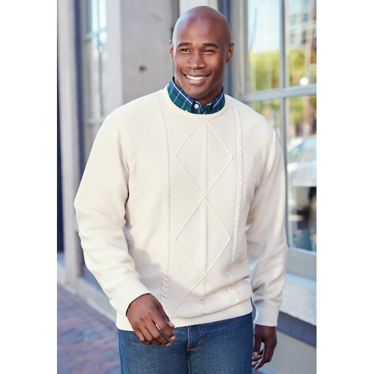 Liberty Blues Men s Big Tall Crewneck Cable Knit Sweater Walmart