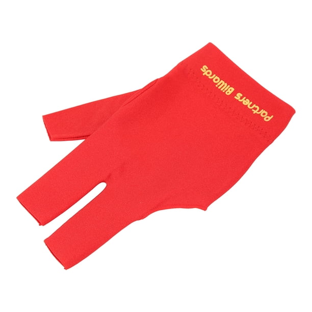 Guantes de billar con 3 dedos, guantes para taco, tiradores, taco de billar, guante deportivo para mano izquierda y derecha, color rojo