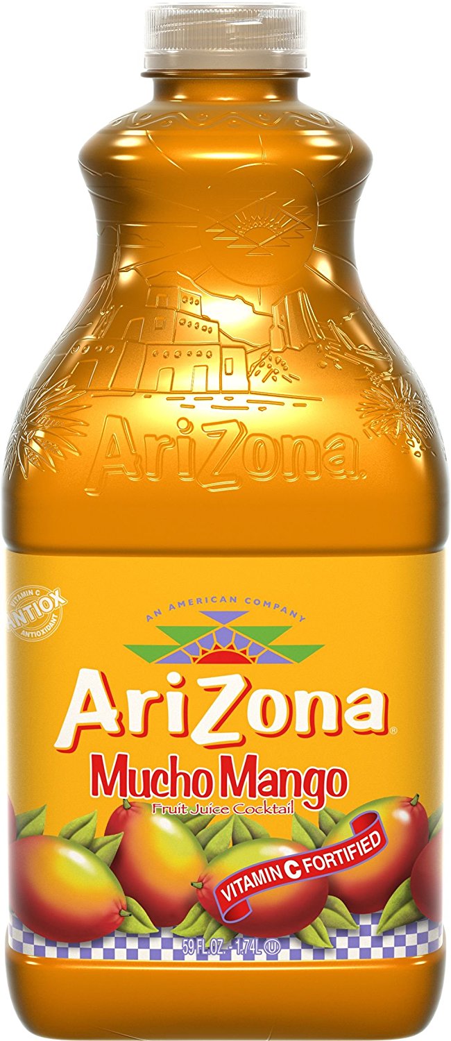 AriZona Mucho Mango Fruit Juice Coctail 59 oz Plastic Bottles Pack of