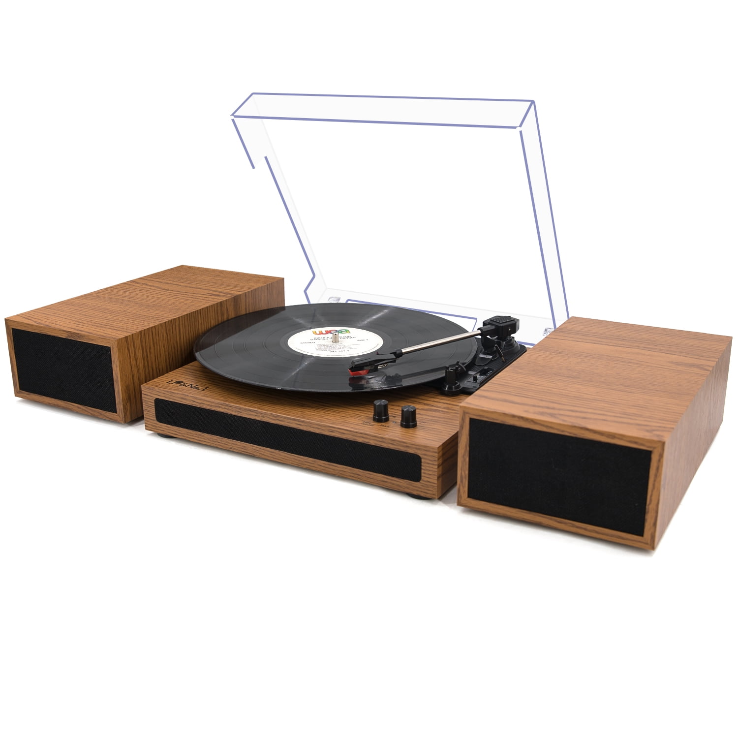 LP&No.1 Record Player, Wireless Turntable with Stereo Bookshelf