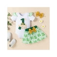 thumbnail image 2 of Seyurigaoka Baby Girls Romper Set, Letters Print Romper + Elastic Waist Bowknot Skirt + Headband, 2 of 9