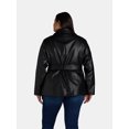 thumbnail image 7 of Time and Tru Women's and Women's Plus Faux Leather Cropped Belted Trench, Sizes XS-3X, 7 of 7