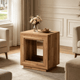 thumbnail image 2 of Fnova End Table Farmhouse Square Side Table with Storage, Wooden Sofa Table with Central Hollow Design, Modern Bedside Table, Easy Assembly, for Living Room, Bedroom, Nightstand, 2 of 14