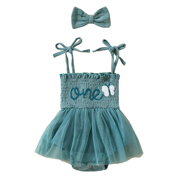 Baby Girl 1st Birthday Outfit Girl First Birthday Clothes One Year Old Gifts Romper Tulle Summer Dress
