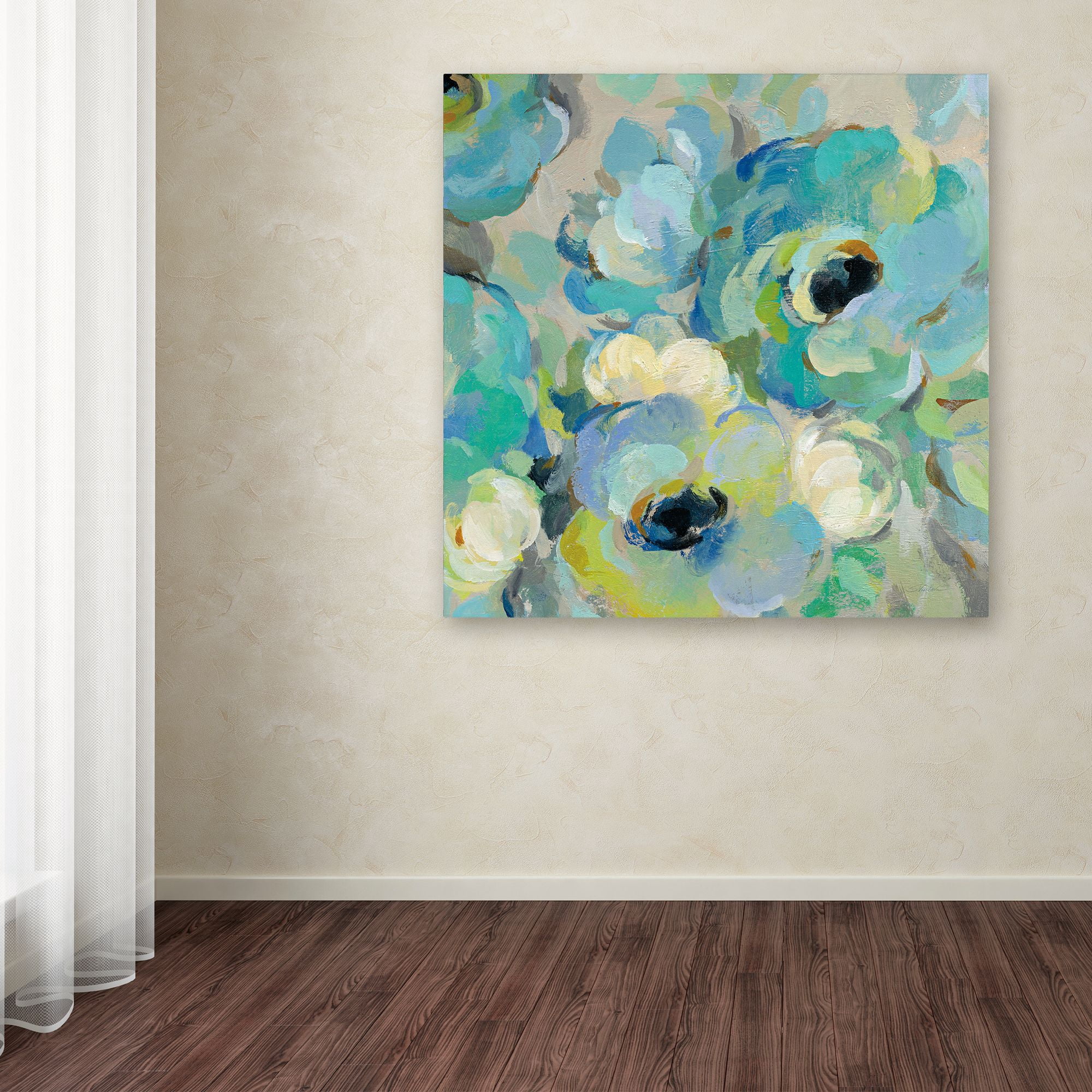 Trademark Fine Art 'Fresh Teal Flowers III' Canvas Art by Silvia Vassileva