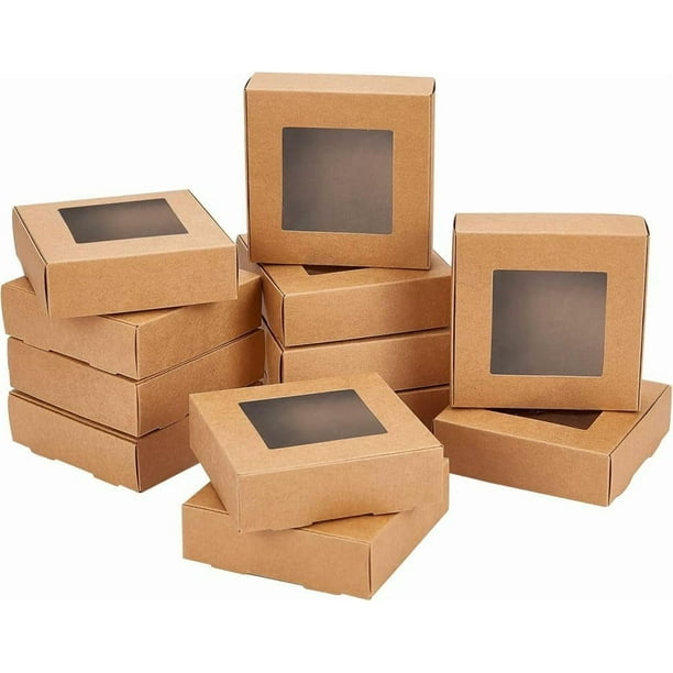 50 cajas de regalo con forma de camello, de 9,6 x 9,9 x 8,9 cm, de papel kraft con ventana transparente, ideales para regalos de fiesta, bodas y joyería.
