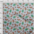 thumbnail image 3 of oneOone Polyester Spandex Dusty Blue Fabric Tropical Fruits With Chevron Craft Projects Decor Fabric Printed By The Yard 56 Inch Wide, 3 of 4