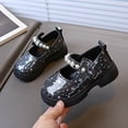 thumbnail image 4 of GiLiling Girls Dress Shoes Mary Jane Flats, Star Print PU Leather Shoes with Pearl Strap, Low Block Heel Princess Footwear for Party and Daily Wear (Black, 2.5-3 Years), 4 of 6