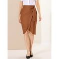 thumbnail image 3 of Unique Bargains Jupes d'Été pour Femmes Faux Nœud devant Jupe Longueur Genou, 3 of 6