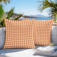 thumbnail image 3 of Outdoor Waterproof Throw Pillow Covers Set of 2 Orange Buffalo Plaid Decorative Pillowcases Square Outdoor Pillows Cushion Case 18x18 Inch Pastoral Checkered Patio Pillows for Couch Sofa Bed Garden, 3 of 9