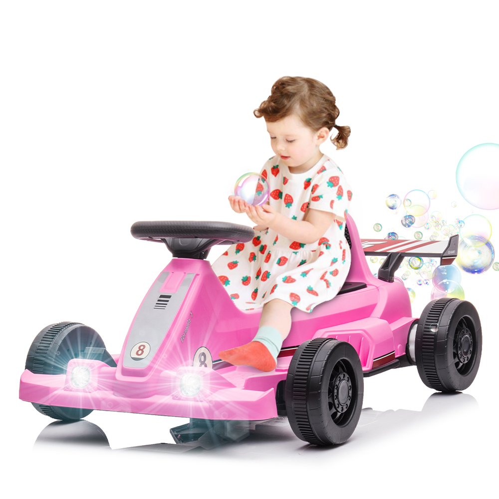 Sesslife Powered Go Kart for Boy Girl with Bubble Function, 6V Electric