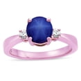 thumbnail image 3 of Star K � 3 Three Stone Round Created Star Sapphire Classic Engagement Promise Ring, 3 of 9