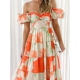 thumbnail image 5 of Women's Off Shoulder Floral Tiered Dress with Ruffle Details 100% Polyester Lightweight Dress for Summer and Everyday, 5 of 25