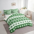 thumbnail image 3 of Manfei Merry Xmas 7-Piece Bedding Comforter Set,Retro Geometric Floral King Bedding Sets,Green White Bed Sheets For Kids,Ultra Soft Home Decor Reversible, 3 of 8