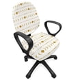 thumbnail image 1 of Geometric Office Chair Slipcover, Hand Drawn Tribal Style Ornamental Abstract Shapes in Repeated Pattern, Stretch Decorative Fabric Cover, Standard Size, Ivory and Pale Coffee, by Ambesonne, 1 of 5