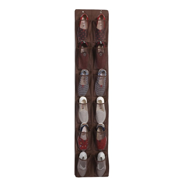 Home Textile Storage Efficient Door Hanging Shoe Organizer with 12 Mesh Pockets Behind-the-Door Rack Convenient 2 Metal Hooks for Easy Installation and Durable Construction